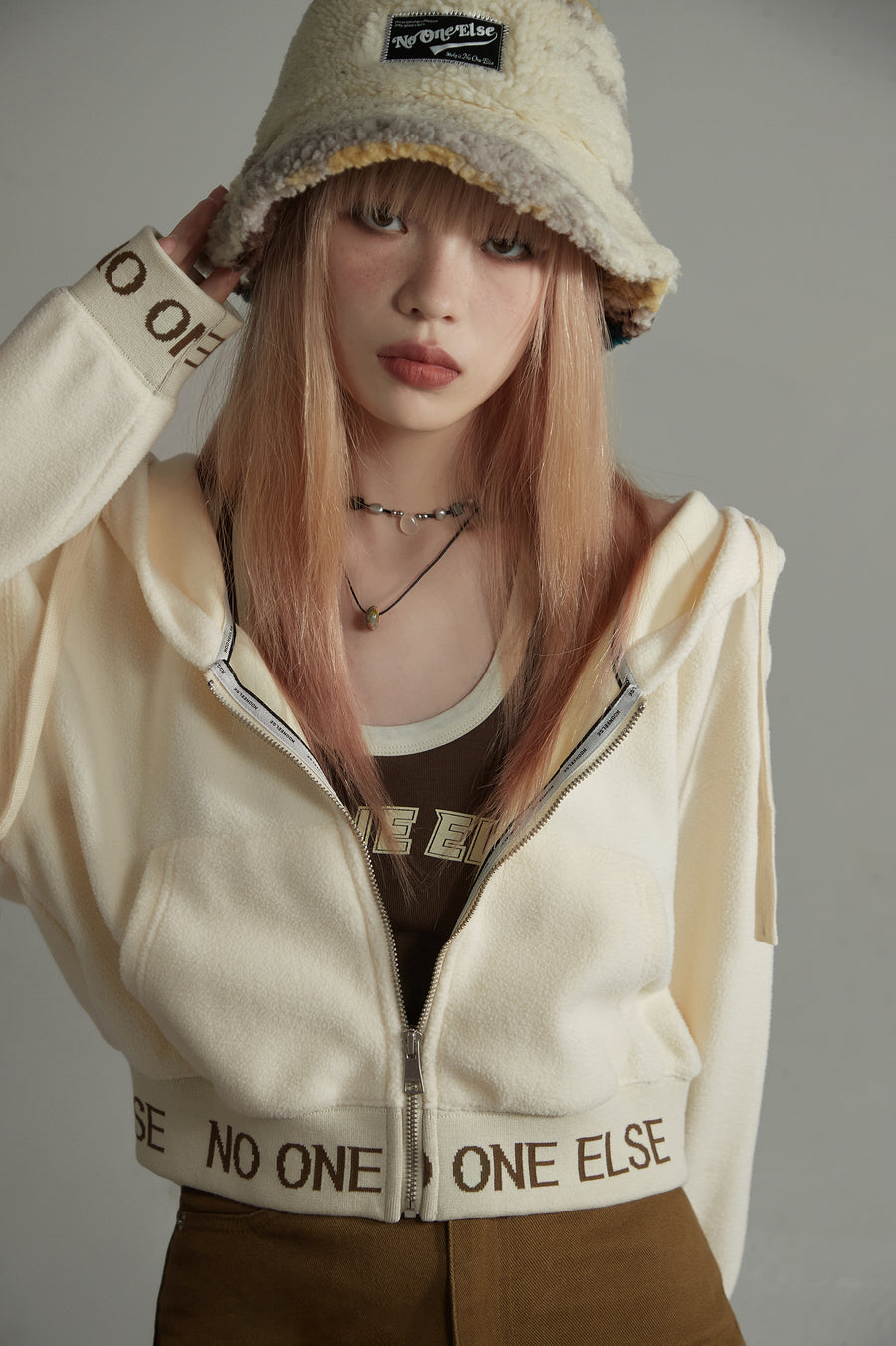 CHUU Fleece Loose Zip-Up Hoodie