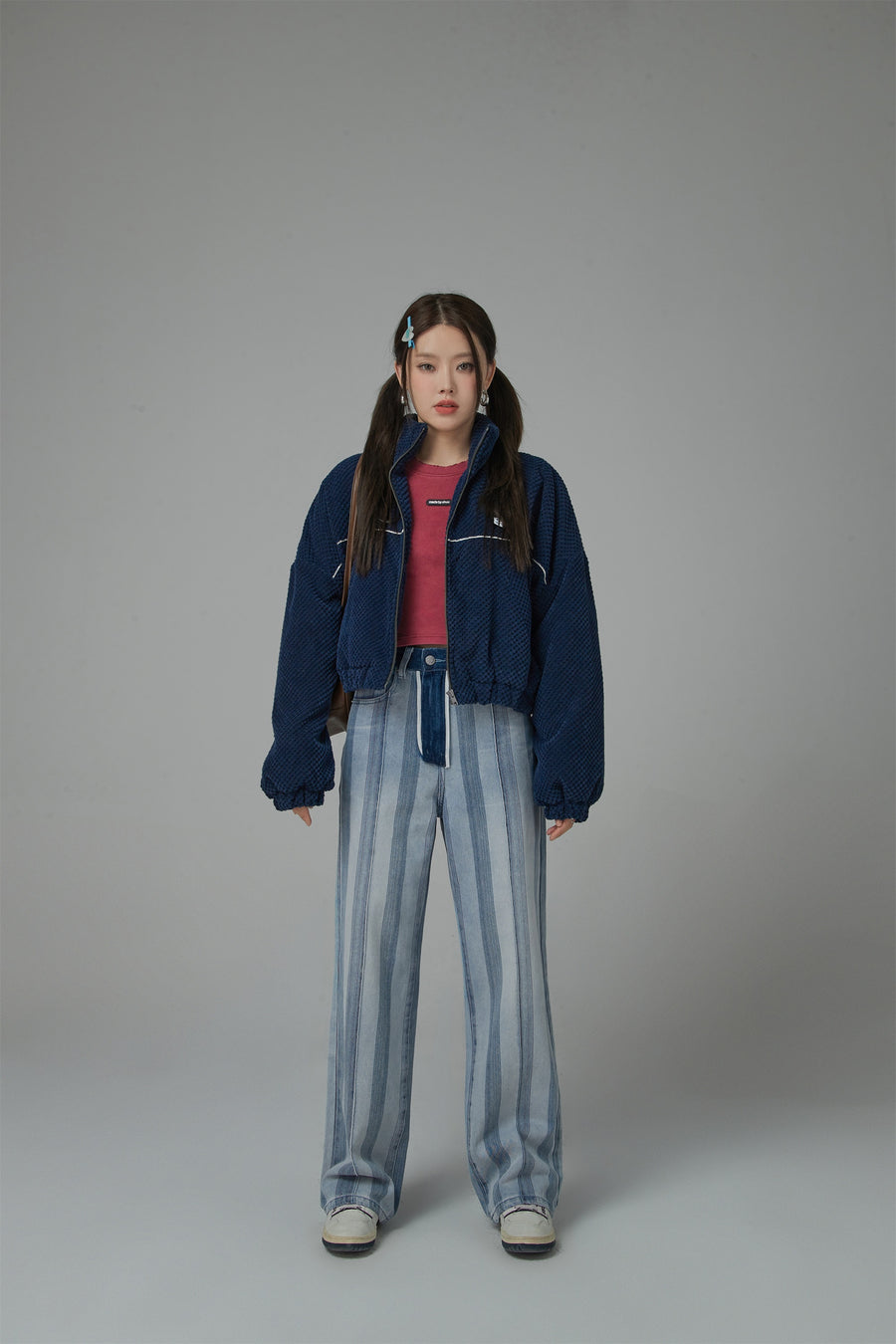 CHUU It Went Just Like This Ribbed Color Block Jeans