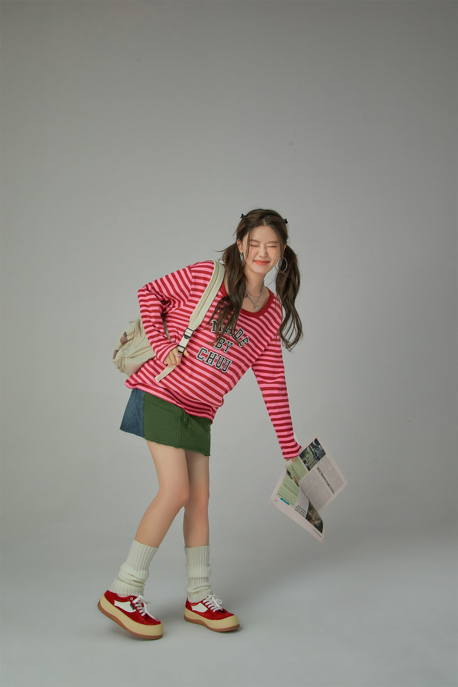 CHUU Cheerful Striped Long Sleeve T-Shirt