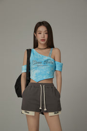 Chuu Babe Off-The-Shoulder Asymmetrical Cropped T-Shirt