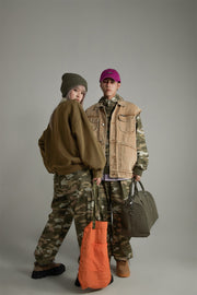 Camo Cargo Wide Cotton Pants