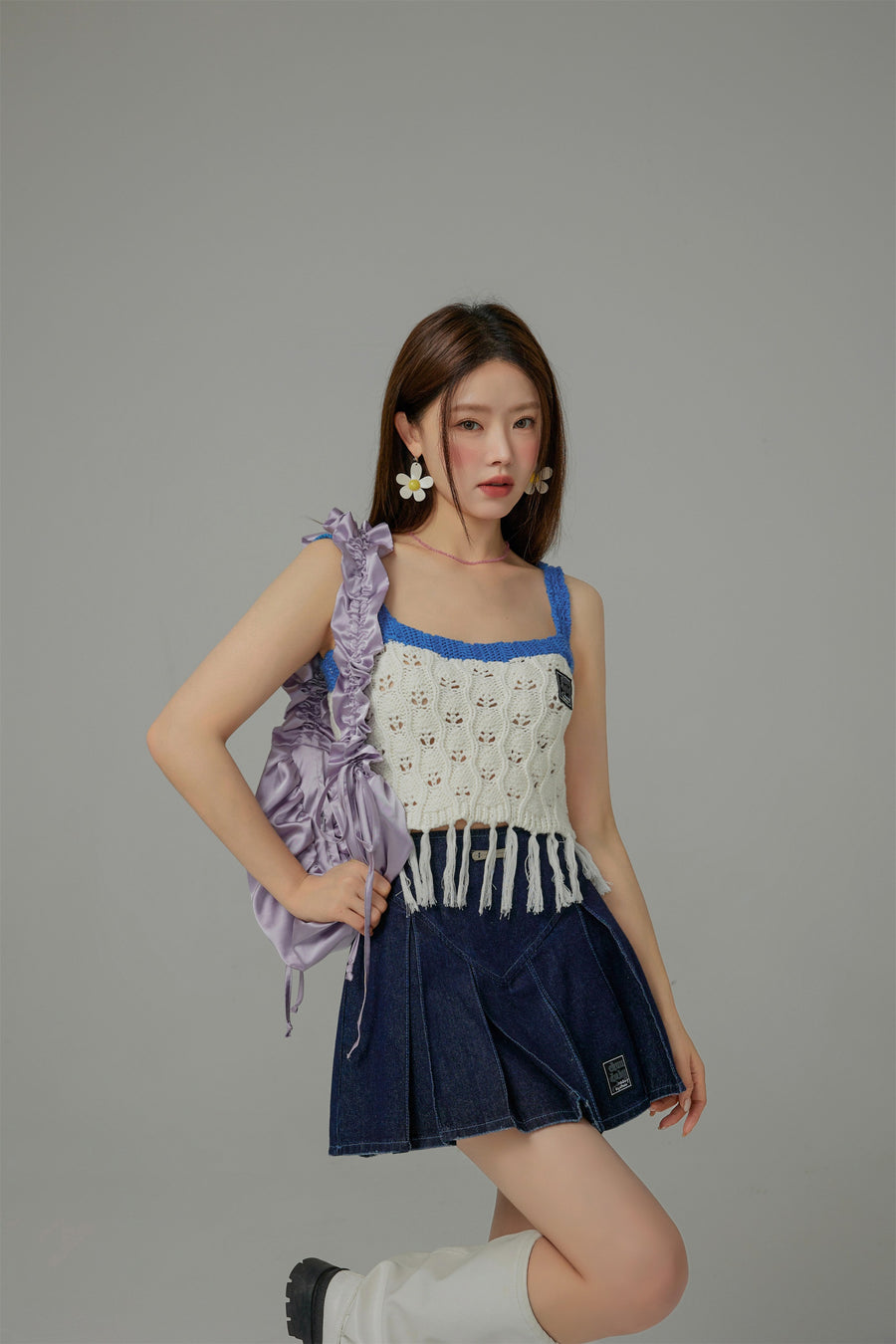 CHUU Positive Spark Fringe Sleeveless Top