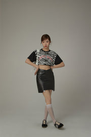 Zebra Contrast Cropped T-Shirt