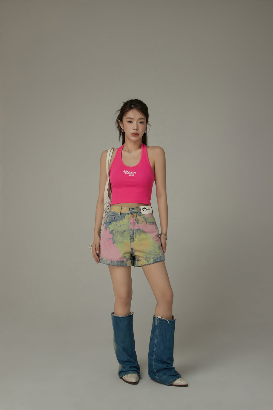 CHUU Colorful Printed Denim Shorts