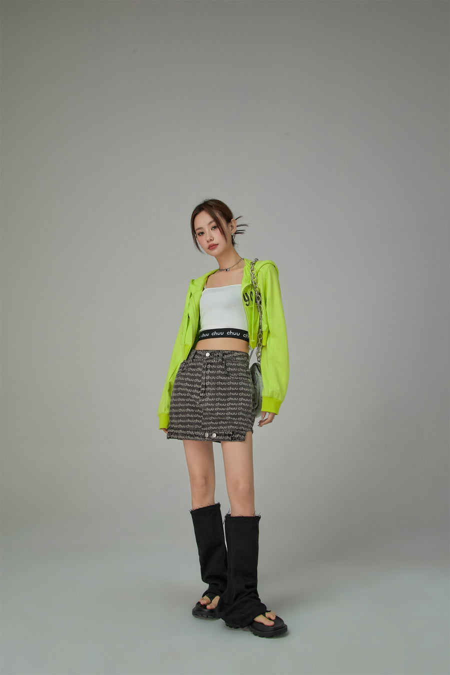 CHUU Upside Down Denim A-Line Mini Skirt