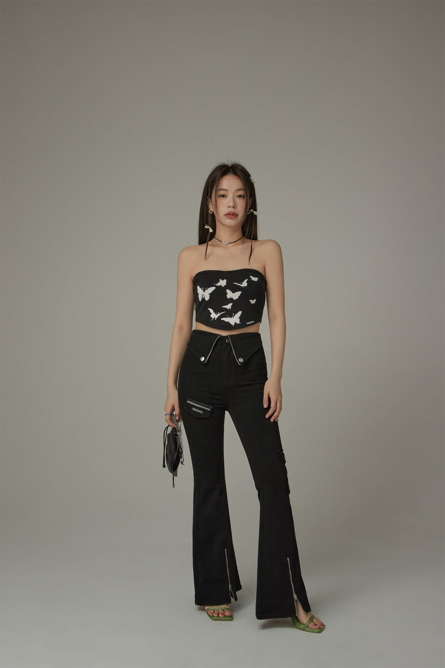 CHUU Butterfly Pattern Slim Tube Top