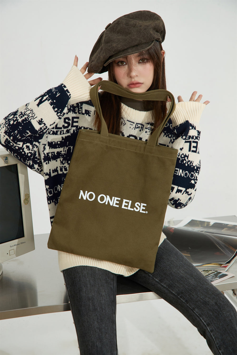 CHUU Casual Lettering Pattern Eco Bag