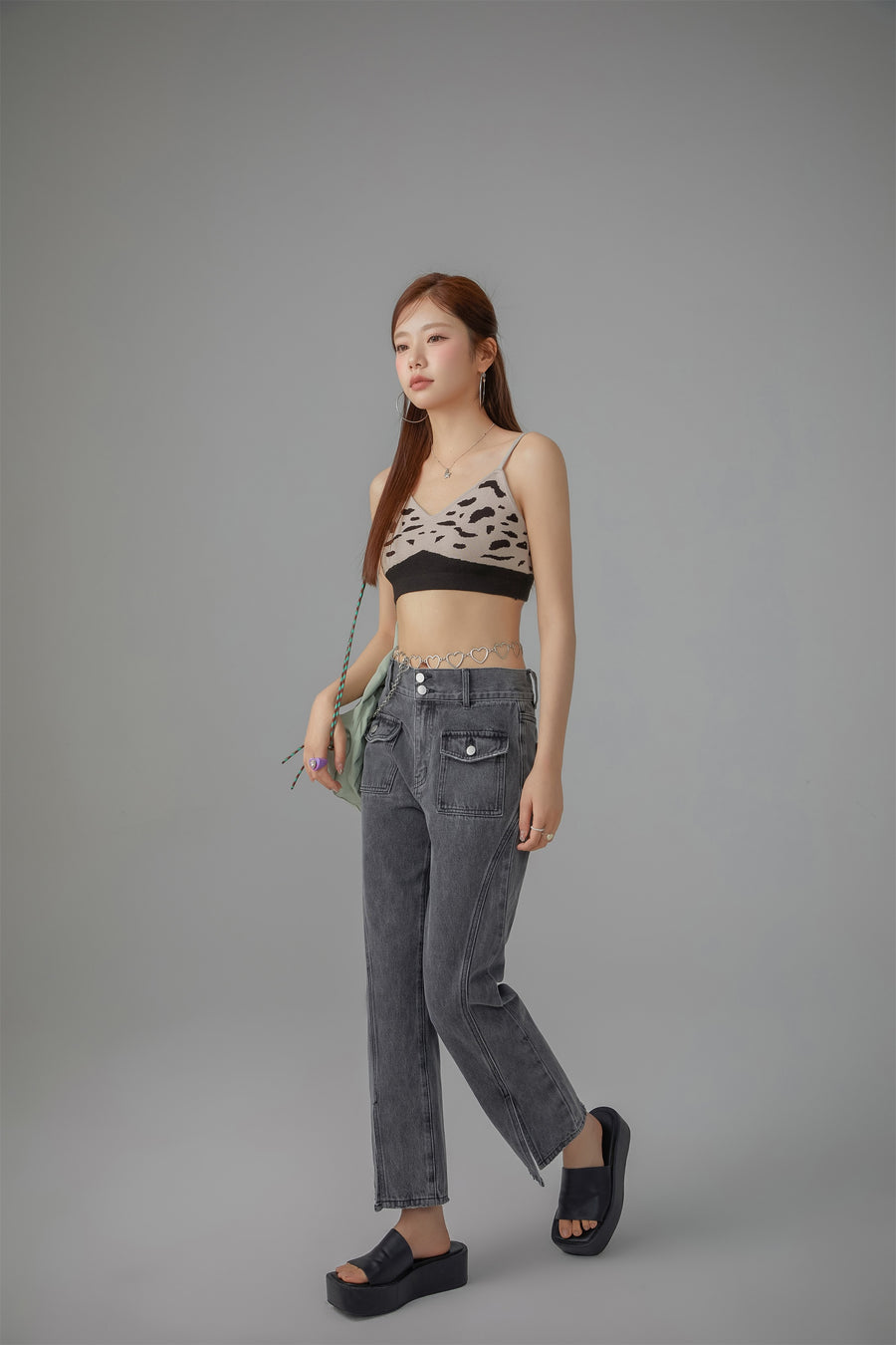 CHUU Printed Sleeveless Knit Bralette Top