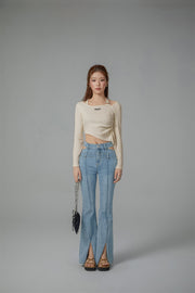 Unbalanced String Cropped T-Shirt