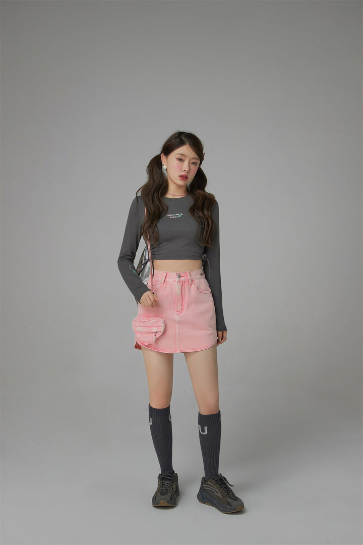 Welcome To Chuu Strings Crop Long-Sleeves Top