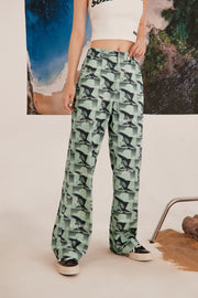 Cowboy Photo Print Straight Pants