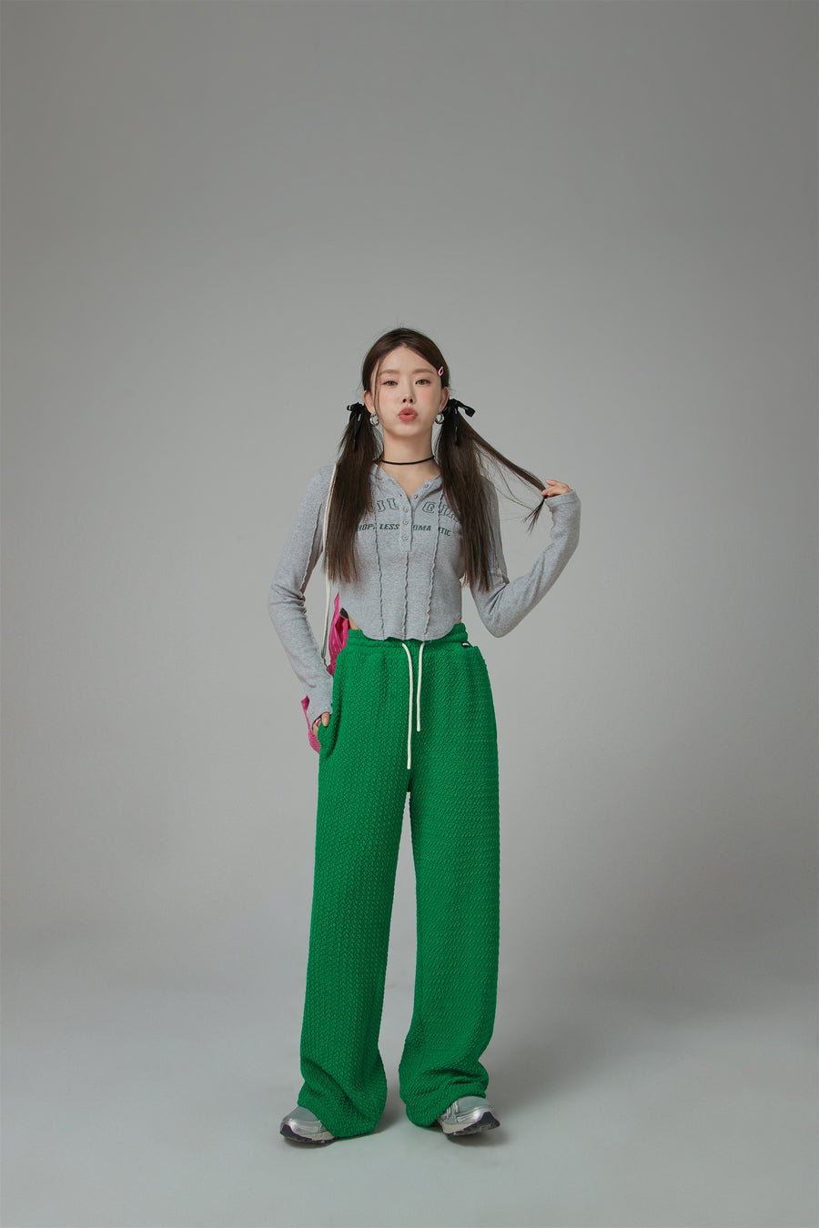 CHUU Embossed Fabric Wide Jogger Pants