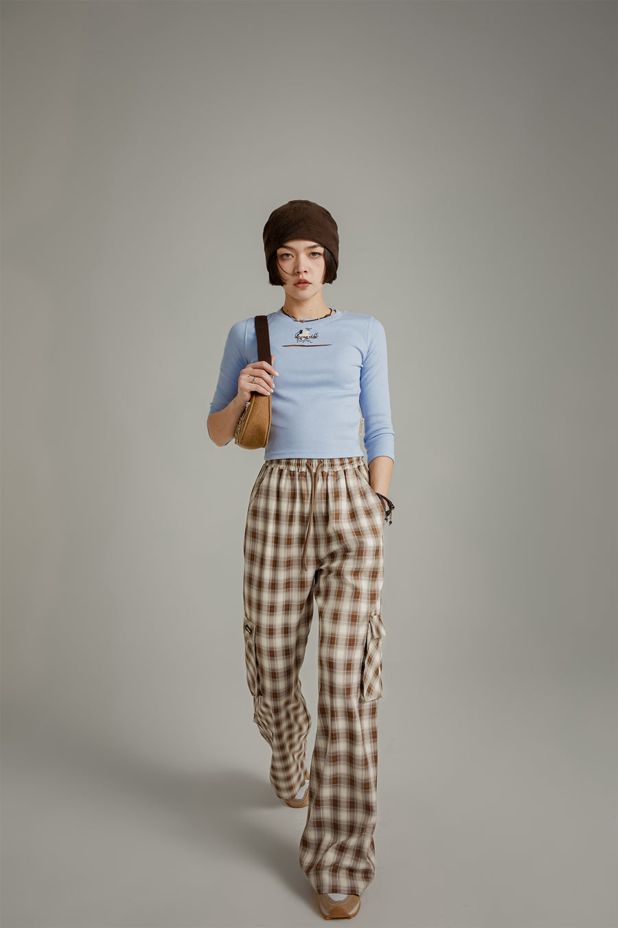 CHUU Check Pocket Wide Pants