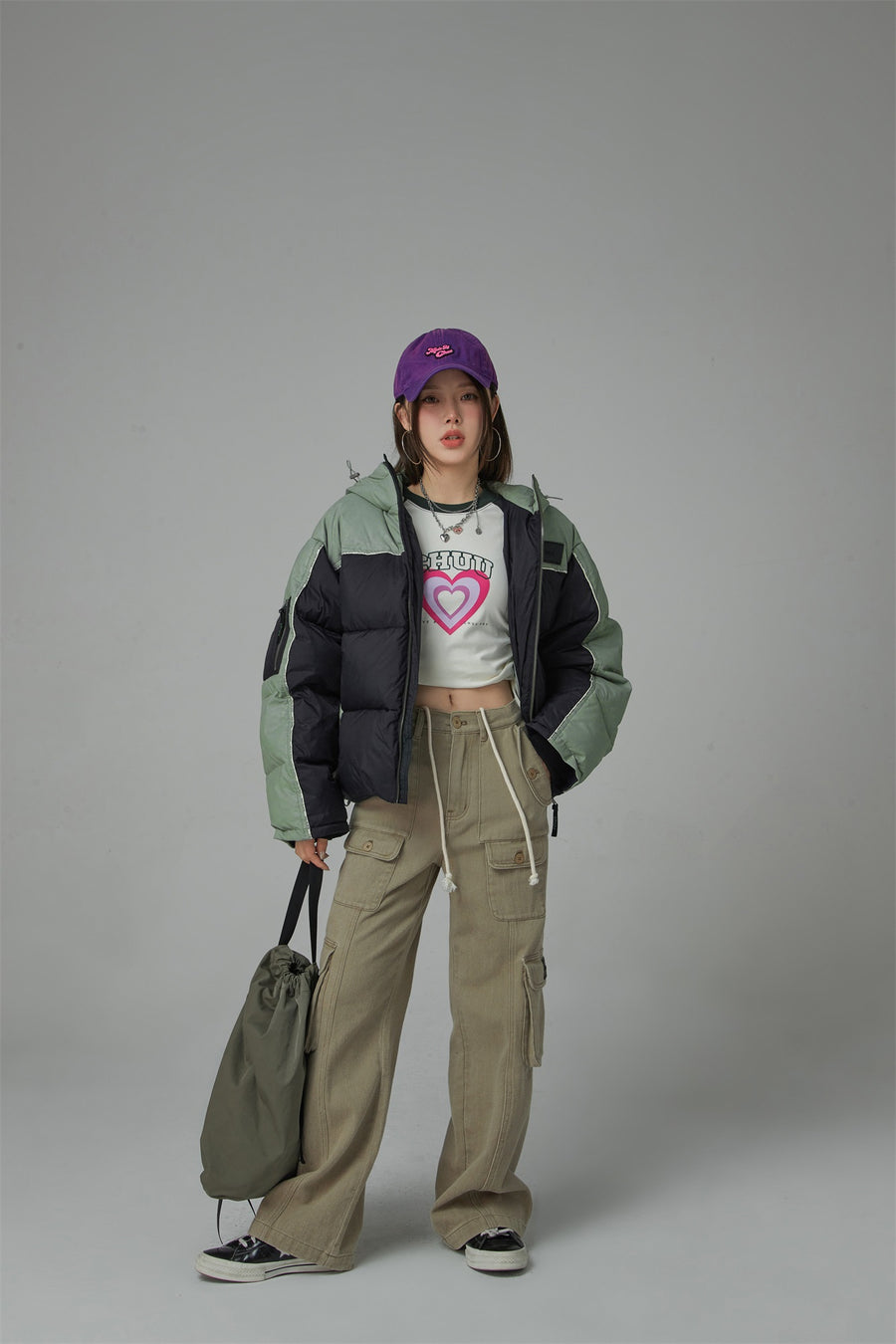 CHUU Two Tone Duck Down Puffer Coat