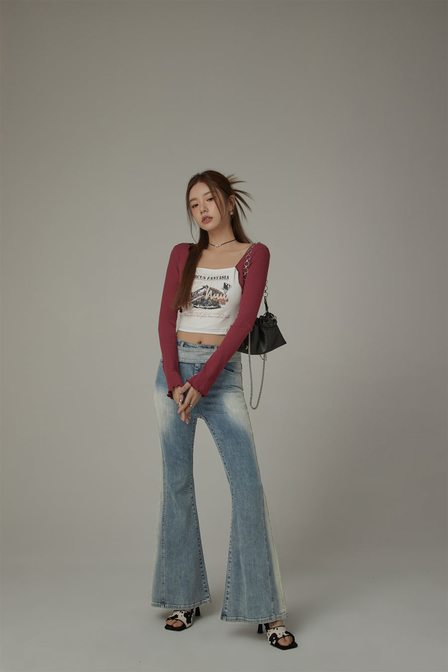 CHUU Washed Bootcut Denim Jeans