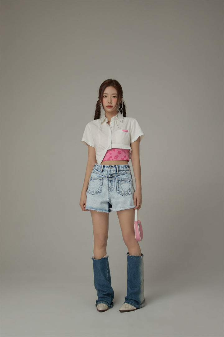 Unbalanced Chuu Baby Cropped Shirt