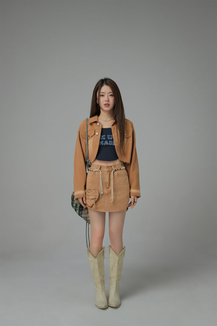 CHUU Heart Pocket Denim Skirt