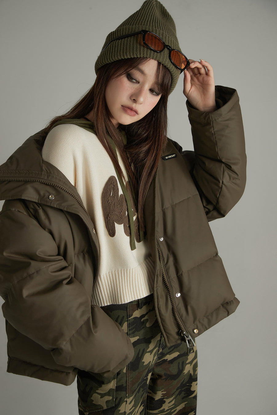 CHUU Simple String Overfit Padded Jacket