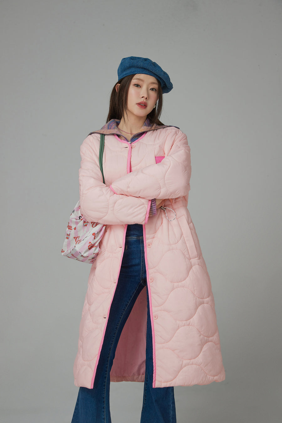 CHUU Cute Quilted Long Coat