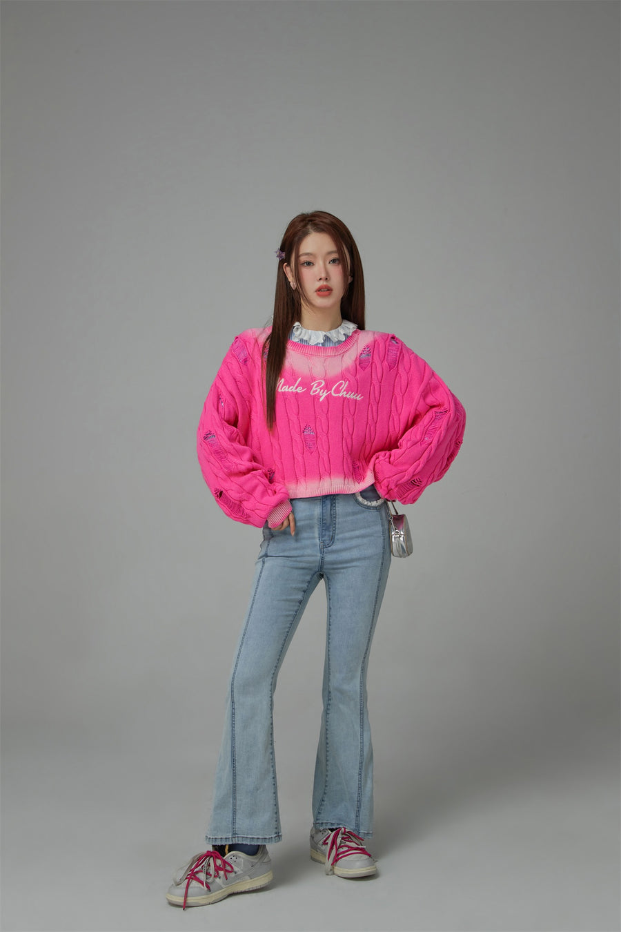 CHUU Made By Chuu Damaged Cable Knit Sweater