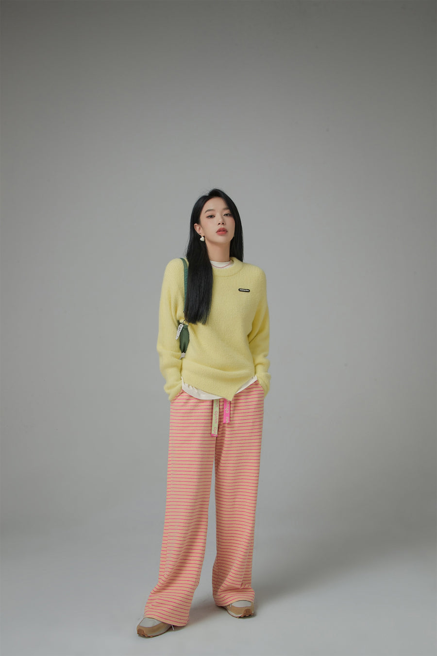 CHUU Workday Wind Stripe Wide Casual Pants