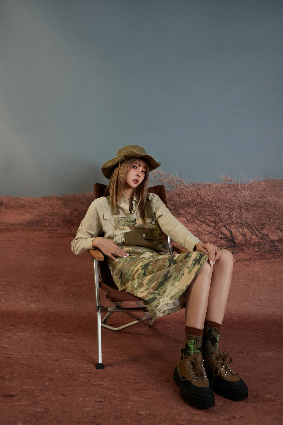 CHUU Camouflage Overall Dress