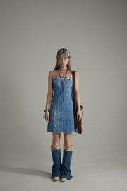 Argyle Denim Strapless Dress