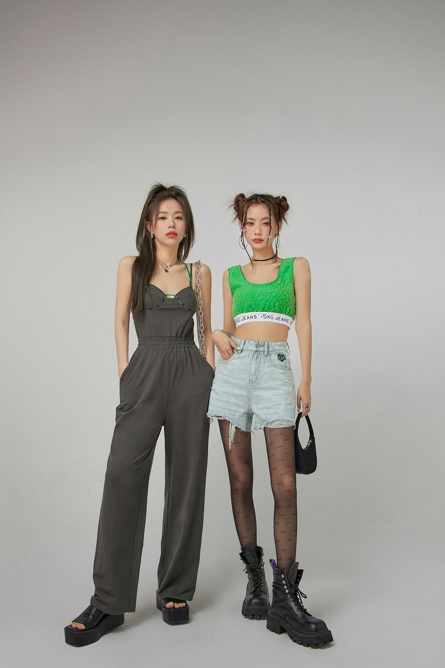 CHUU Corset Top Jogger Jumpsuit