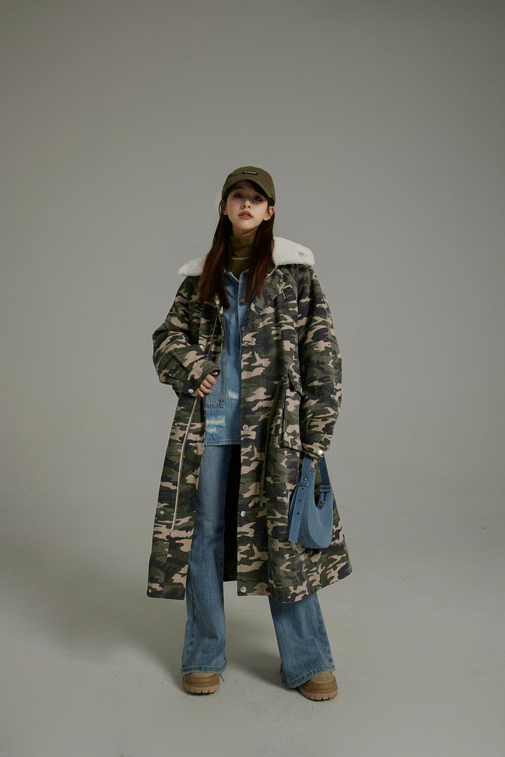 Camo Loose Fit Dumble Collar Coat