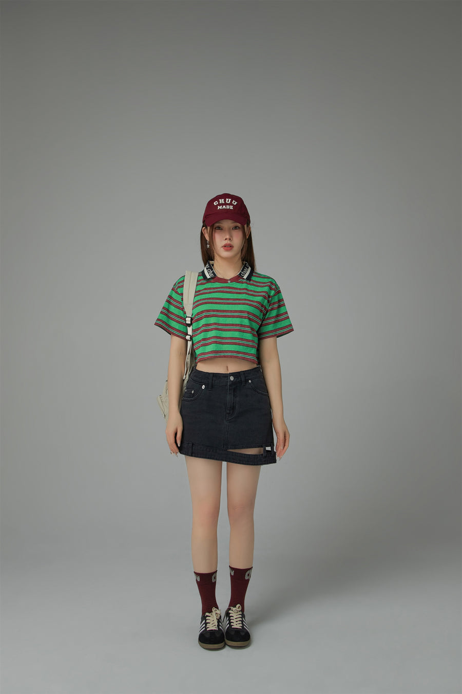 CHUU Striped Cropped T-Shirt