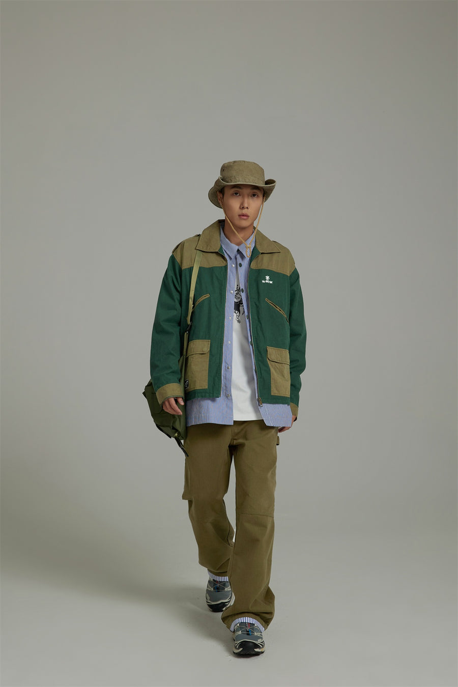 CHUU Color Block Zip-Up Field Jacket