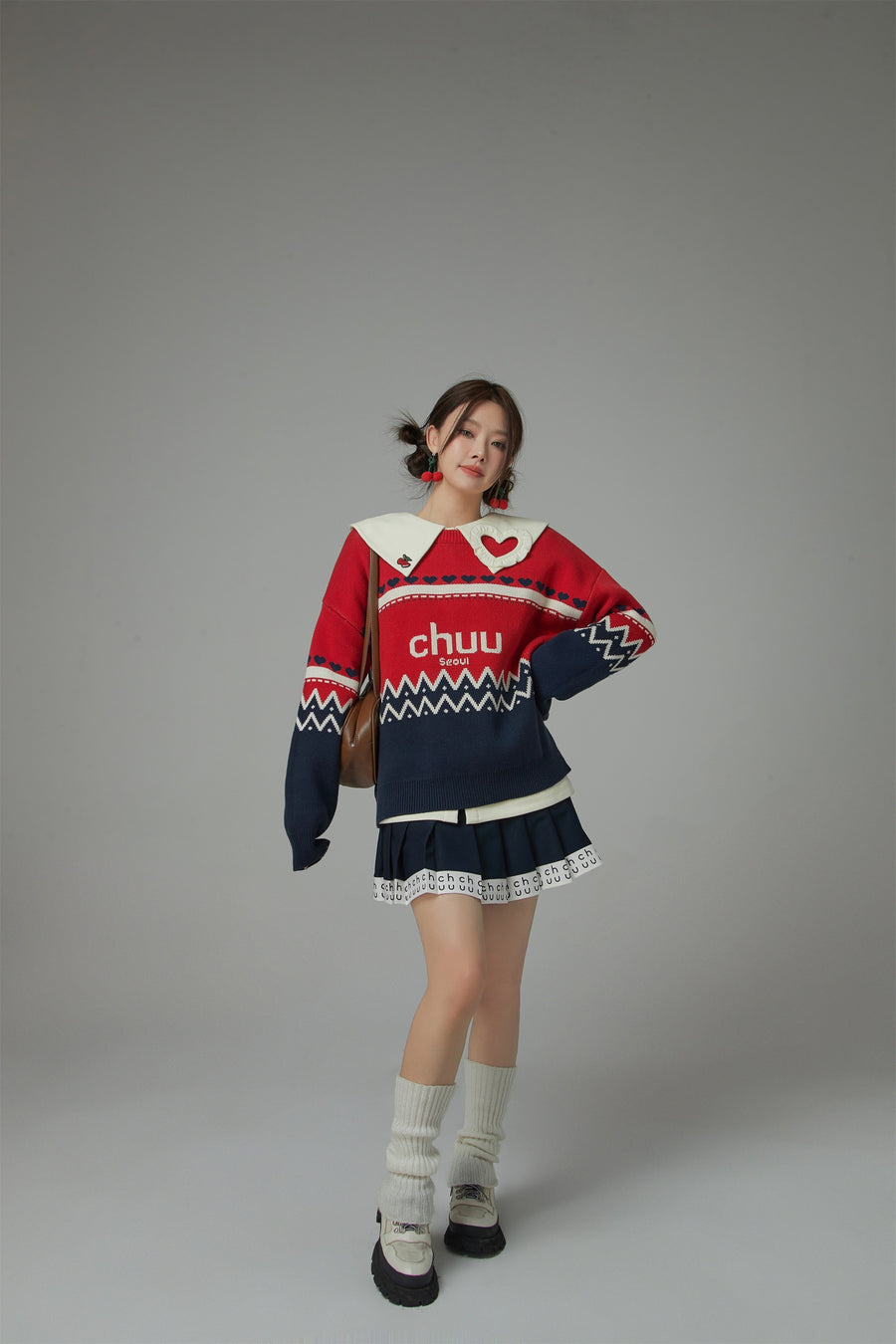 CHUU Feeling Festive Stripe Knit Sweater