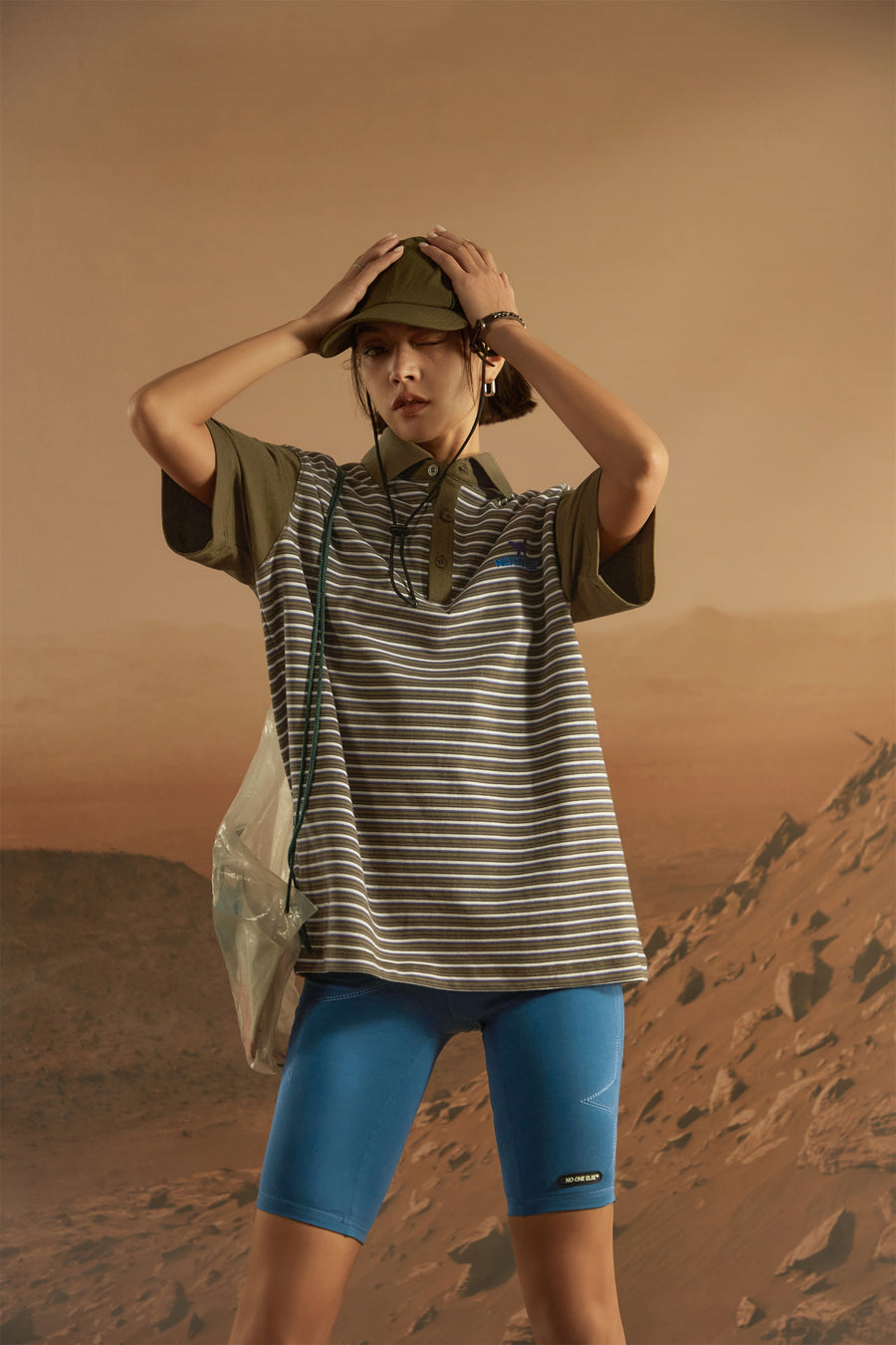 CHUU Stripe Color Polo Neck T-Shirt