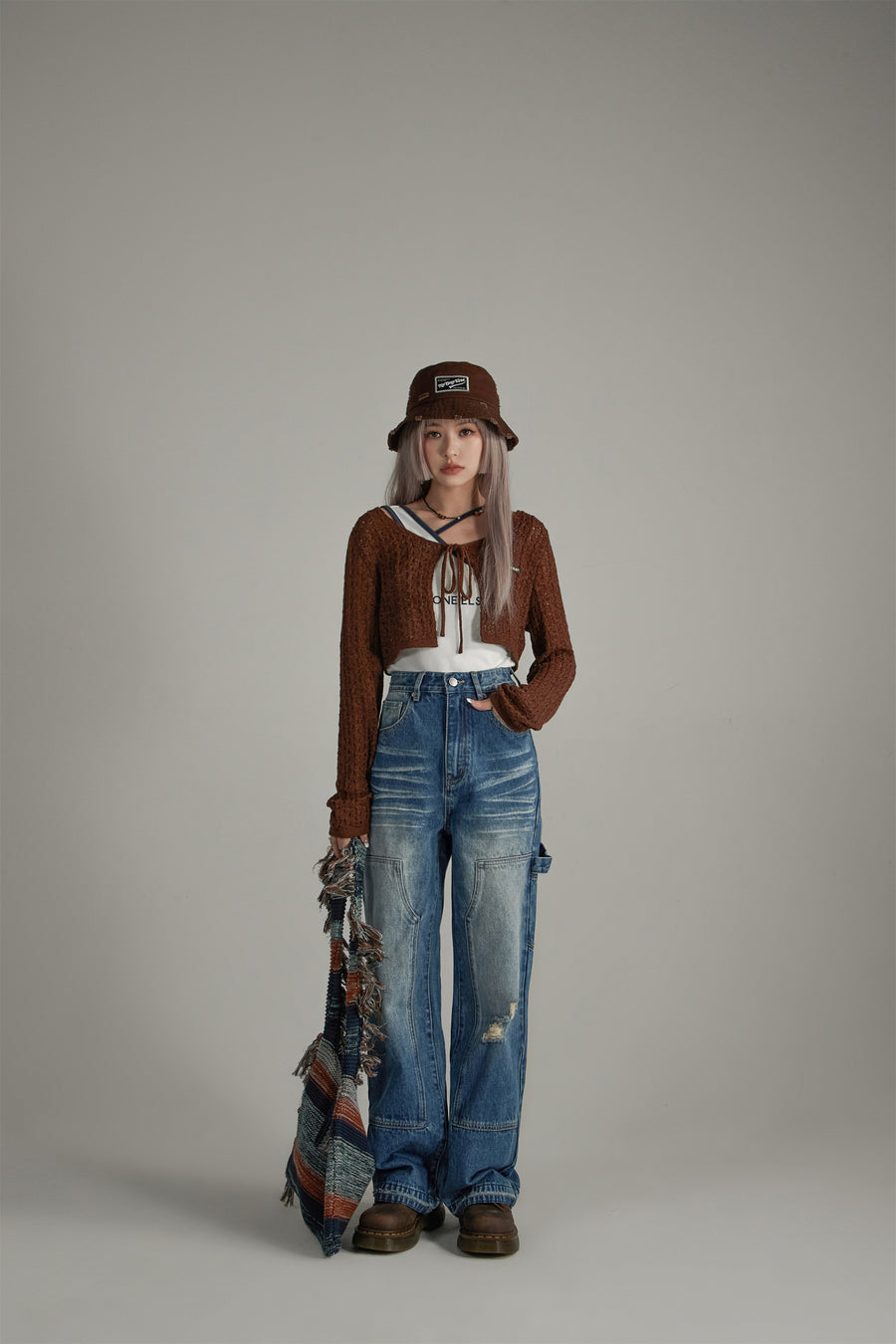 CHUU Wash Distressed Denim Jeans