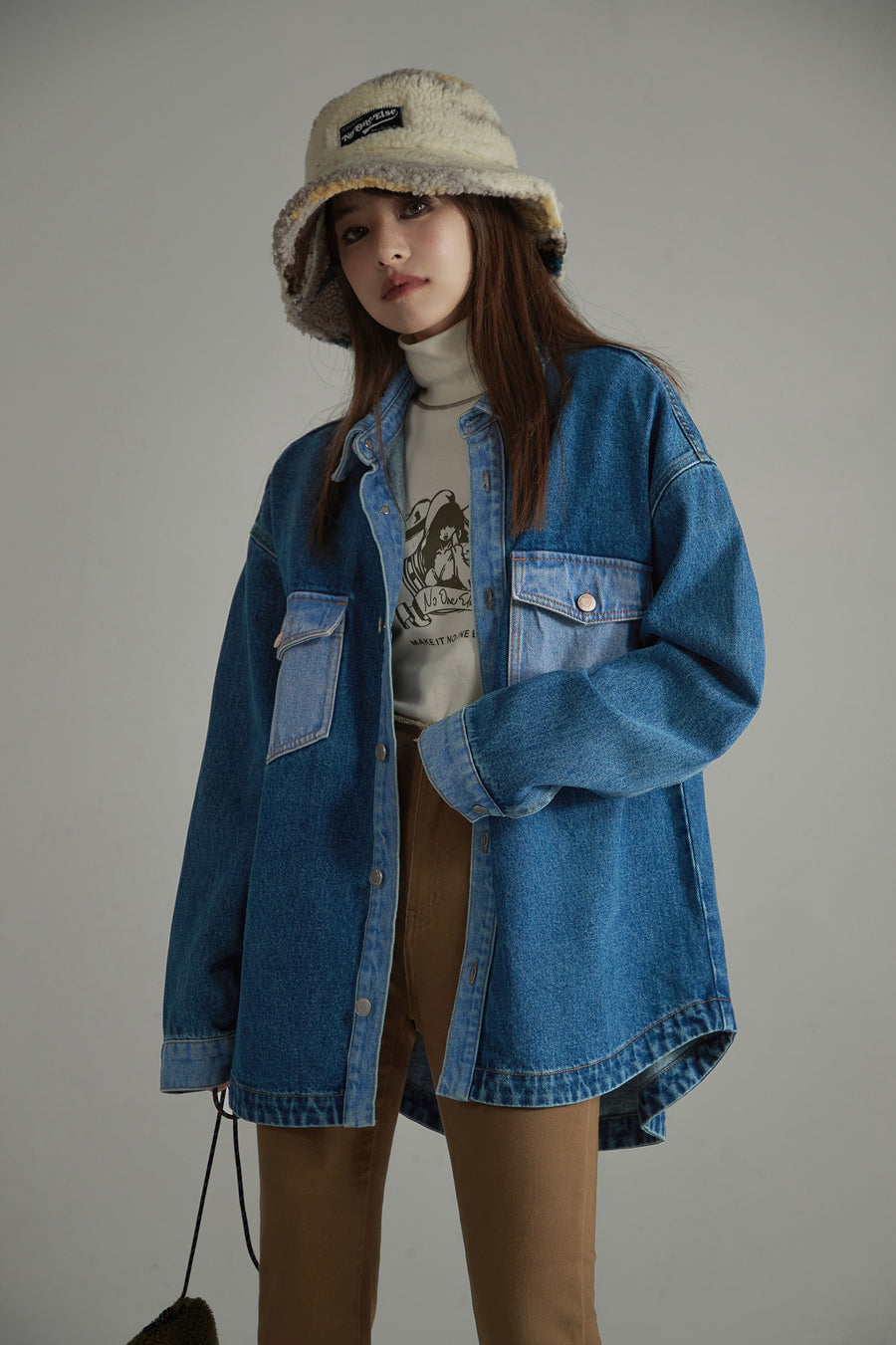 CHUU Pocket Wide Denim Shirt