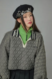 Heart Quilted V-Neck Anorak