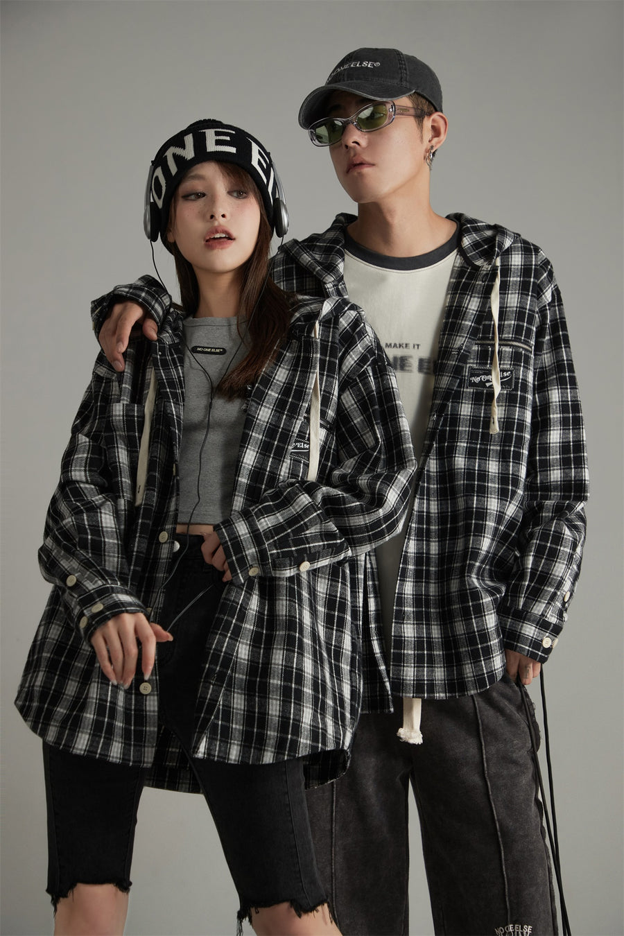 CHUU Classic Check Hoodie Shirt