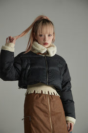 Fleece Collar Crop Padded Jacket