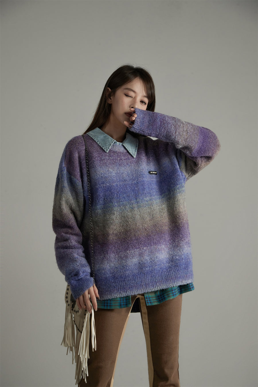 CHUU Gradient Stripe Knit Sweater