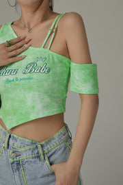 Chuu Babe Off-The-Shoulder Asymmetrical Cropped T-Shirt