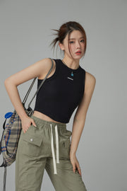 Color Slim Sleeveless Crop Top