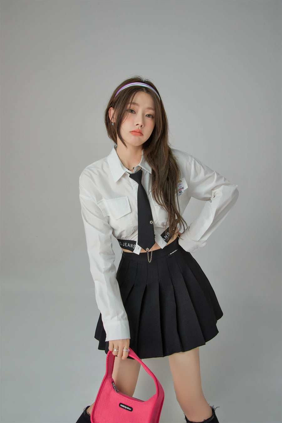 CHUU Button Up Pocket Crop Shirt