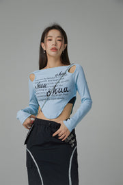 Shoulder Cut Outs Cropped T-Shirt