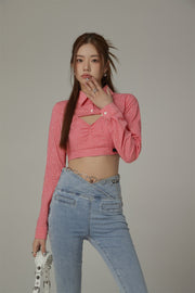 Cropped Check Cut Out Shirt