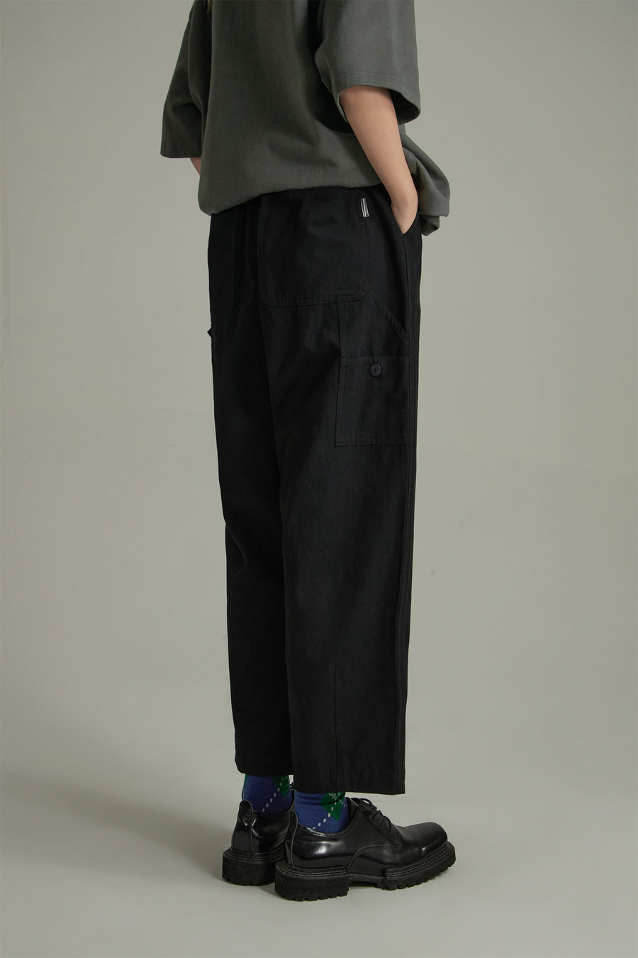 CHUU Cotton Ankle Cropped Wide Pants