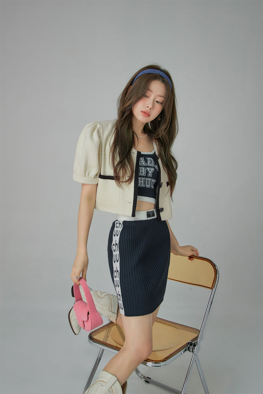 CHUU Chuu Logo Slim Knit Skirt