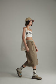 Banded Vintage Slit Long Skirt