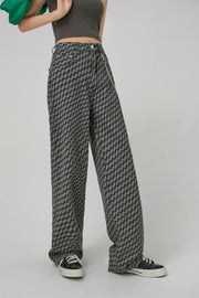 Checkerboard Wide Jeans