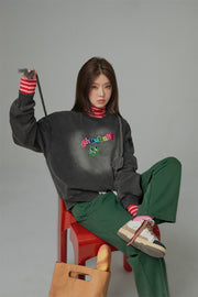 We Are In The Present Frog Logo Loose Fit Sweatshirt