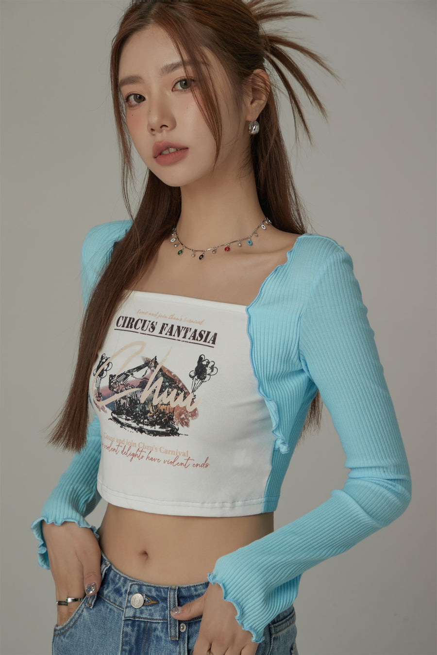 CHUU Chuu Circus Color Cropped T-Shirt